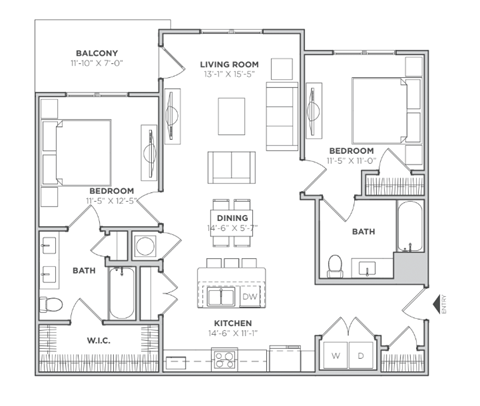 2Bd/2Ba Apartment